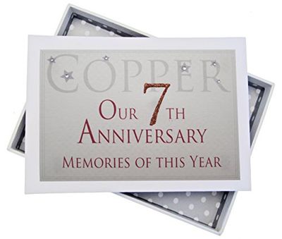 WHITE COTTON CARDS 7e koperen verjaardag herinneringen van dit jaar, klein album, glitter & woorden, hout, 12,5x17,5x2,5 cm