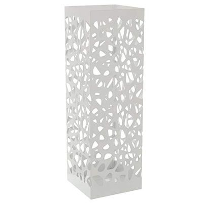 DRW Paraplustandaard van metaal wit 15,5 x 15,5 x 49 cm (vlinders)