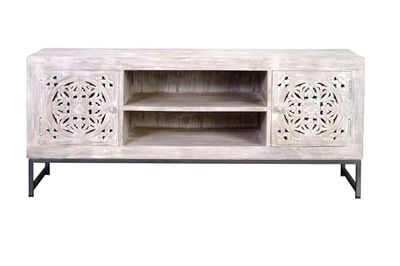 Mueble Tv 2 Puertas en Madera de Mango y Base de Hierro