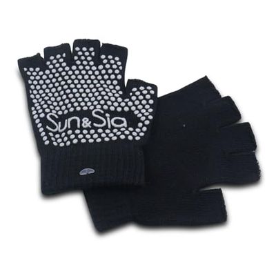 1 paar yoga-handschoenen, geschikt voor iedereen, één maat, flexibel en comfortabel, antislip, uitstekende grip op alle soorten oppervlakken, zweetafvoerend, ultrazacht katoen, Sun & Sia
