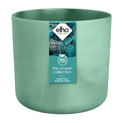 Elho The Ocean Collection Ronde 22cm - Pot de Fleur - Fabriqués à Base de déchets Marins - 100% matériaux recyclés - Vert/Vert Pacifique
