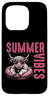 Summer Vibes Cool Cow Lunettes de soleil piscine Coque pour iPhone 15 Pro