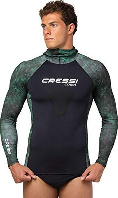 Cressi Cobia Hunter Camiseta Rash Guard con Capucha para Deportes acuáticos, con protección para el esternón, Unisex-Adult, Verde Camuflaje, XXL