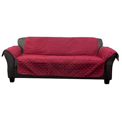 Quick Fit Reynolda Reversible Waterproof Microfiber Chair Cover with Strap Buckles in Garnet-Natural