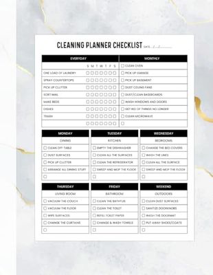 Cleaning Planner Checklist: House Cleaning Checklist For Adults Daily, Weekly, And Monthly Schedules