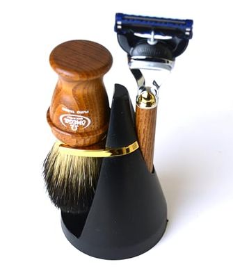 Juego de barbacoa Omega F6138.14 - Pincel de bolsillo para afeitadora de madera y fresno