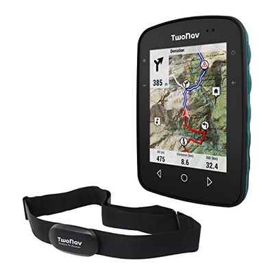 TwoNav Terra + Cardiofréquencemètre, GPS de Sports avec écran Large 3,7 Pouces pour Montagne, randonnée, VTT, vélo avec Cartes incluses. Couleur Turquoise