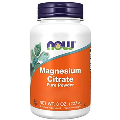 Now Foods, Magnesium Citrate Powder, 227g de Poudre végétalienne, Testé en Laboratoire, Sans Gluten, Végétarien, Sans Soja, Sans OGM