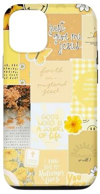 Croix chrétienne esthétique jaune fleur foi Coque pour iPhone 12/12 Pro