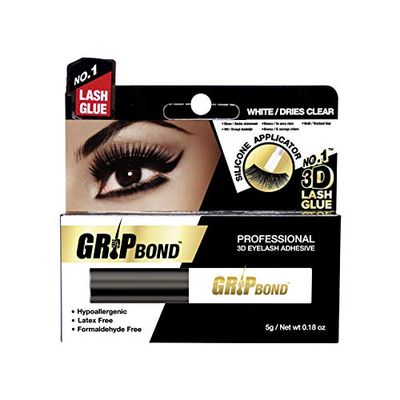 EBIN NEW YORK Grip Bond Eyelash Adhesive (Paddle Type, White/Dries Clear, 0.18 oz) | Hypoallergenic Latex Free Formaldehyde Free Lasts All Day Ideal for Sensitive Skins