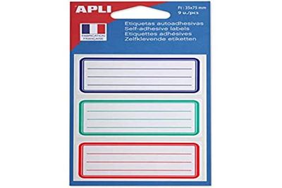 APLI 111981 - Pochette de 9 étiquettes scolaires 35x75 mm