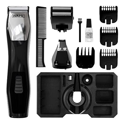 Wahl Groomsman Multigroomer 8 in 1, Multigroomer per Uomini, Taglio viso e corpo, Regolabarba Uomini, Rasoio per barba da uomo, Set per la toelettatura, Trimmer naso, Taglio del corpo, 3 teste