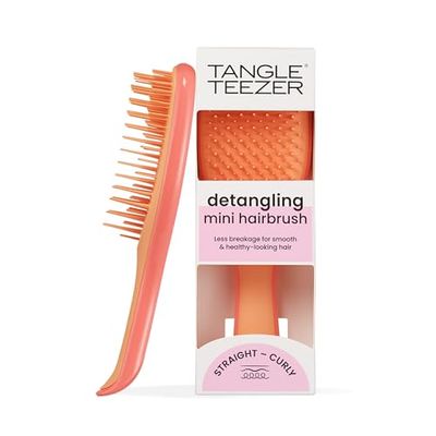 Tangle Teezer Mini Ultimate Detangler, pour Cheveux Secs et Mouillés, Brosse à Cheveux Démêlante pour Tous Types de Cheveux, Brosse Idéale pour les Enfants et pour Voyager, Rose Saumon et Abricot