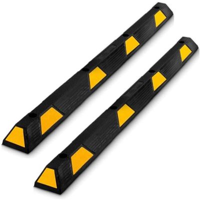 Pyle Car Wheel Vehicle & Truck Parking Curb Stops, Heavy-Duty Rubber Tire Blocks (Extra Wide Style), High Density Engineered, Black, One Size