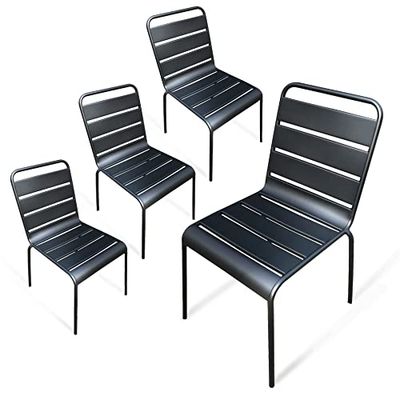 RED DECO Chaises de Jardin métal Montmartre Noir x4