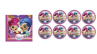 ALMACENESADAN -4749, Disney Shimmer and Shine Pack składa się z 8 talerzy kartonowych 23cm i 20 papierowych serwetek 33x33 cm, idealny na przyjęcia i urodziny (8435510347499)