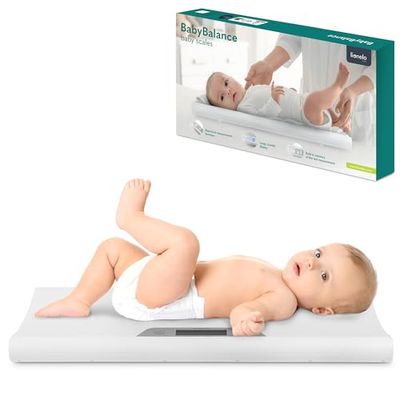LIONELO BABYBALANCE elektronisk våg för nyfödda, babyvikt upp till 20 kg, stor display, tarafunktion, lagring av den sista mätningen, exakt vägning i steg om 5 g