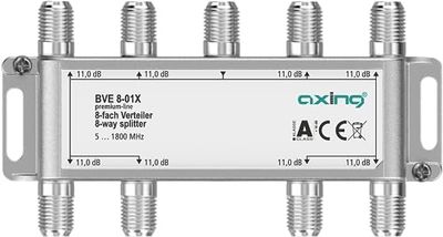 Axing BVE 8-01X 8-voudige verdeler 11 dB 5-1800 MHz TV Data Internet Kabeltelevisie