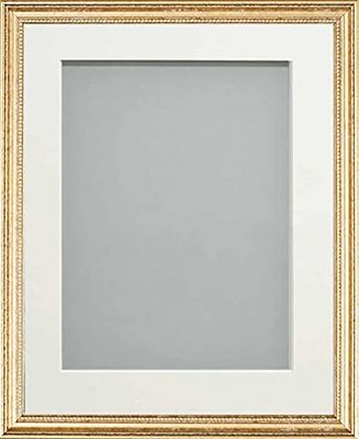 Frame Company Beatrice Range Gold Ornate Wooden Picture Frame With White Mount, 14x11 for A4 *Choice of Mount Colours and Sizes* Fitted with Real Glass