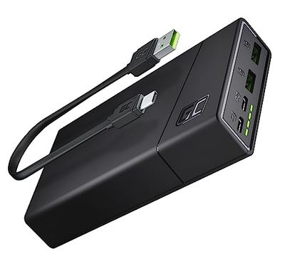 Green Cell Bateria Externa GC PowerPlay20 20000mAh | 4-Puerto Power Bank con 2X USB-C 18W Power Delivery y 2X USB Quick Charge 3.0 Carga Rápida para iPhone, iPad, Samsung, Switch, Smartphone, Tablet
