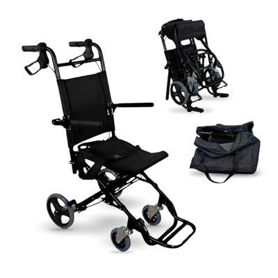 Mobiclinic®, Fauteuil de transfert, Saturno, Aluminium, Pliant, Frein sur poignées, Marque européenne, Repose-pieds pliants, Accoudoirs, Léger, Ceinture sécurité, Ergonomie