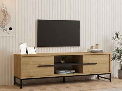 Hanah Home Support TV, mélamine, Chêne Saphir, Taille Unique