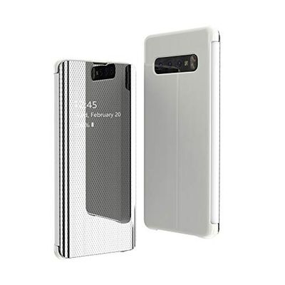 Xyamzhnn Caja del teléfono del Espejo Plateado Ultra Thin-Celular Teléfono Inteligente Protectora del Caso for Samsung S10 Plus Flip-Elegante Libre Teléfono de contestación st (Color : Silver)