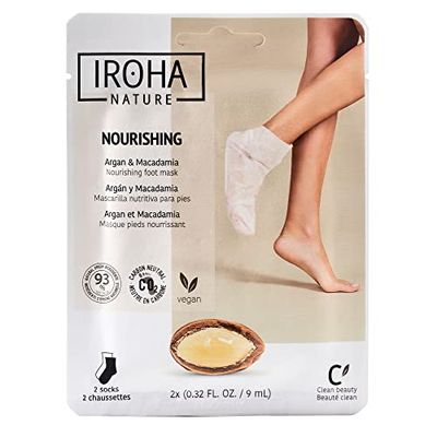 IROHA NATURE - Meias nutritivas com óleo de argão e macadâmia | tratamento intensivo para pés secos e desidratados, efeito flash, naturais e 100% vegan