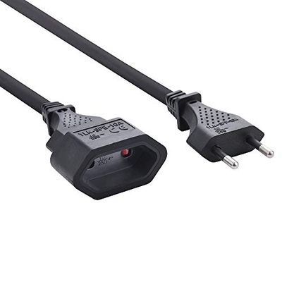 Electraline 900012CBB Cabo de extensão com tomada e tomada europeia branca, 5 MT, preto, 5 M