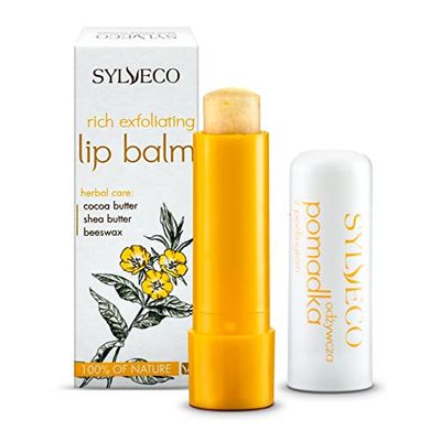 SYLVECO Bálsamo Labial Exfoliante 4.6g - Hidratante Labios para Mujeres y Hombres - Bálsamo Labial de Ingredientes Naturales - Labial Hidratante Intensivo - Cacao Labios con Partículas de Azúcar