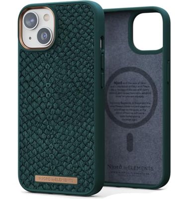 NJORD COQUE MAGSAFE CUIR DE SAUMON IPHONE 14 VERT