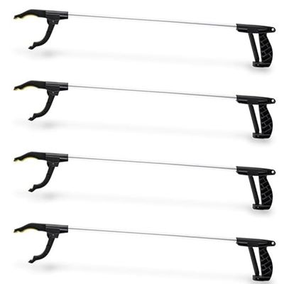 4 Pack Litter Picker Grabber Reacher Tool,Lightweight Reaching Litter Rubbish Pick Up Hand Tool,Helping Hand Grabber Tip Ergonomic Handle,Extended Reach, Comfortable Handle Multi Use Reach Extend Tool