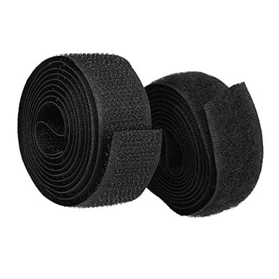 mumbi Kardborreband för sömnad, kardborreband bestående av krok och fleece för att sy på, kardborreband 20 mm x 1 meter, svart