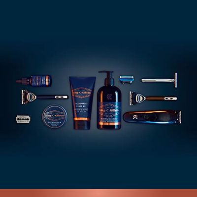 King C. Gillette Gel para barba y pelo 3 en 1 para hombre, limpieza diaria y frescura, con fragancia de King C, 350 ml
