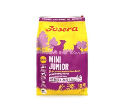 JOSERA MiniJunior (1 x 10 kg) | Mini Junior | Comida Seca Premium para Perros en Crecimiento a Partir de la 6ª Semana | Pato y salmón | Comida para Cachorros para un Desarrollo óptimo | sin Trigo