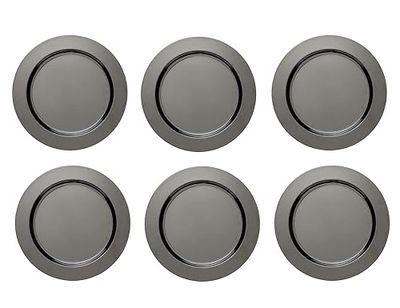 ECHTWERK Shiny 6-Piece Dinner Plates/Serving Plate Set Made of High-Quality Stainless Steel Black Edition Diameter 33.2 cm