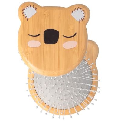 PARSA Beauty Nature Kids Cepillo sin mango de bambú con impresión Koala. Cepillo de pelo neutro para niños sin tirones