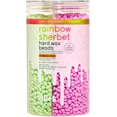 Sliick RAINBOW SHERBET HARD WAX BEADS - Perle di Cera Dura Profumate al Lime, Lampone e Mandarino - Ideale per Ceretta Brasiliana, Viso e Corpo - Compatibile con Scaldacera Tradizionale e Kit Sliick