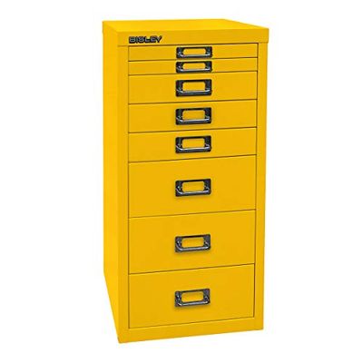 Bisley multid rawer, 29er Serie, DIN A4, 8 cajones, Metal, 641 cinc Amarillo, 38 x 27.9 x 59 cm