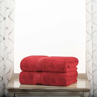Superior - Ensemble de Serviettes de Bain, 2 pièces, Coton supérieur de 900 grammes, Rouge