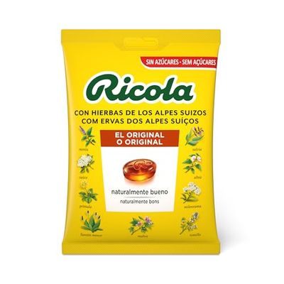 Ricola - Original, doces duros, refrescante e alivia a garganta e as vias respiratórias, com óleos essenciais de menta, mentol e 13 ervas suíças, sem açúcar, com adoçante, saco 70 g
