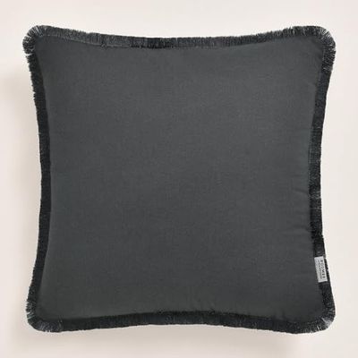 ROOM99 Boca Chica Housse de Coussin décorative - Esthétique - Moderne - pour Chambre à Coucher, Salon - Coton - Style bohème - Gris foncé - 40 x 40 cm
