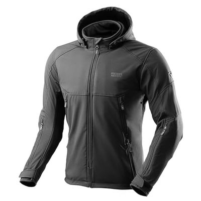 REBELHORN Slash Motorcykeljacka för män | Textil | Avtagbar huva Softshell | Armbågar och axelskydd Nivå 2 | 6 ventilationskanaler | Storlekar upp till 10XL, Svart, M