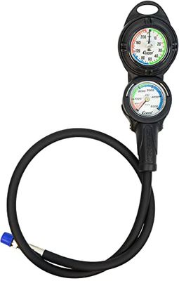 Cressi 2 Depth and Pressure Gauge Diving Console - Black/Black