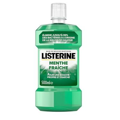 Listerine | Codzienny płyn do płukania jamy ustnej świeża mięta (butelka 500 ml) - Pielęgnacja jamy ustnej w celu wyeliminowania 99,9% bakterii - Płyn do płukania ust zapewniający długotrwały świeży