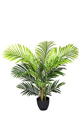 GreenBrokers Artificial Real Touch Phoenix Palm Tree in Black Pot-UV Stable Ideal for Home, Office Indoor & Outdoor Living 3ft/94cm