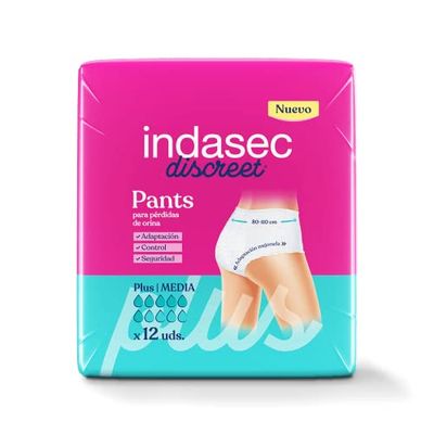 Indasec Discreet Pant Plus tamanho médio, 12 unidades
