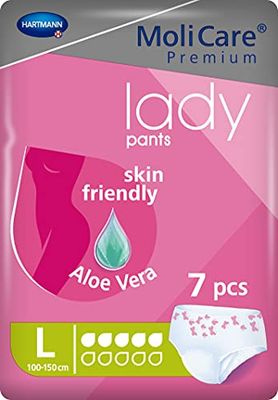 MoliCare Premium Lady Pants, Discreet Usage for Bladder Weakness Specially for Women, Aloe Vera, 5 Drops, Size L, Pack of 7