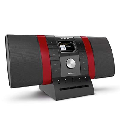 TechniSat MULTYRADIO 4.0 - Radio internet (Radio WLAN, DAB+, FM, Spotify, Bluetooth, Lecteur CD, USB, Ecran couleur, Musique en streaming, Haut-parleurs stéréo 2 x 10 Watt) rouge