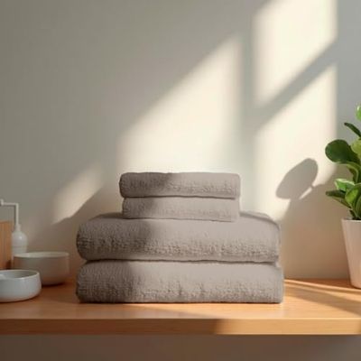 TRAMAS+ Lot de 4 Serviettes Premium 700 g, 100% Coton, 2 Serviettes 50x100 cm et 2 Serviettes de Bain 70x140 cm, Extra Douces, à séchage Rapide et très absorbantes - Gris